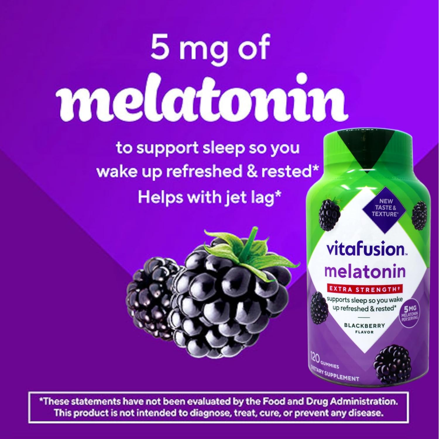 Extra Strength Melatonin BlackBerry, 5mg, 120 Count (2 Bottles)
