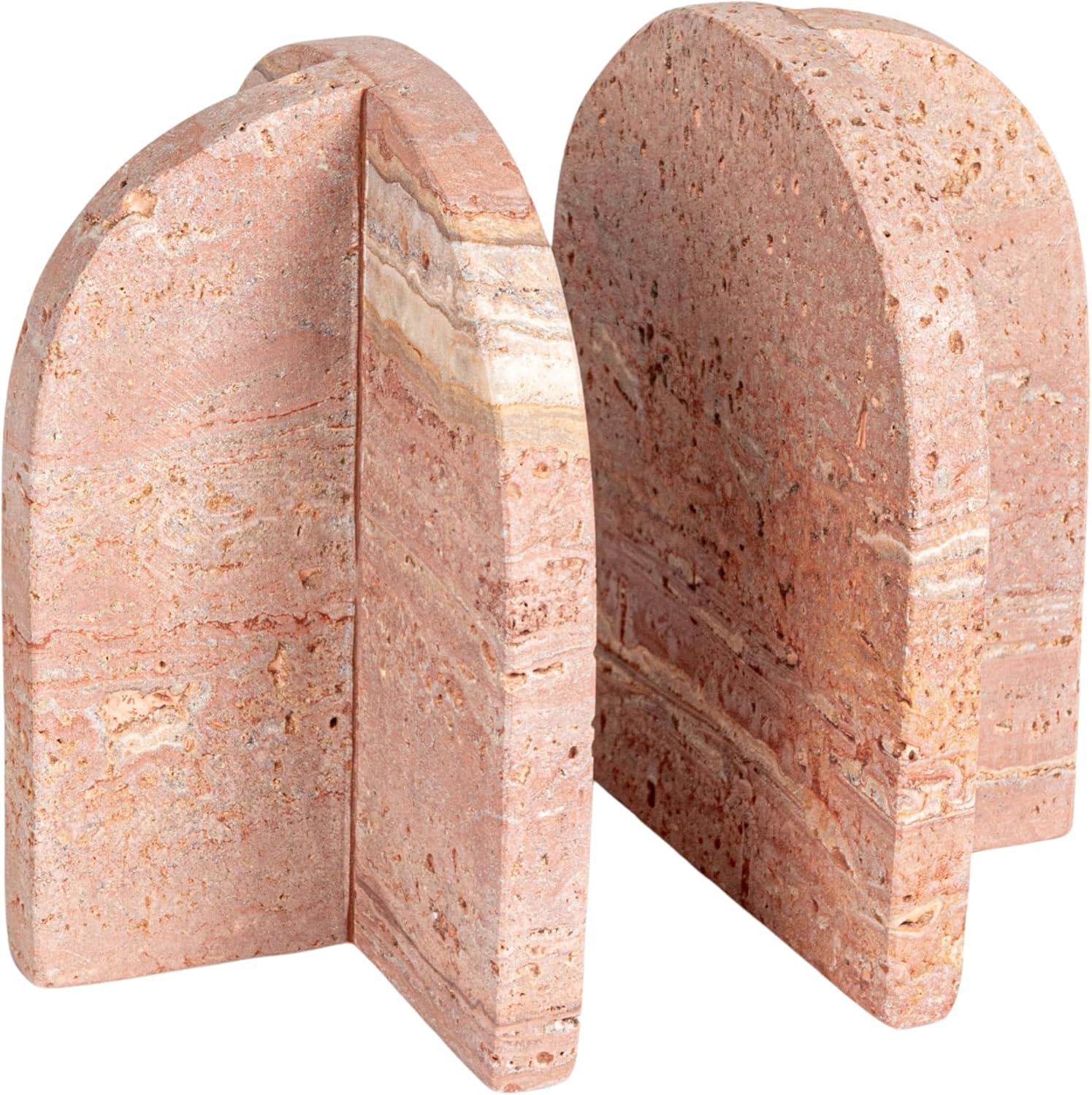 Bloomingville Crimson Archways Travertine Bookends, Red