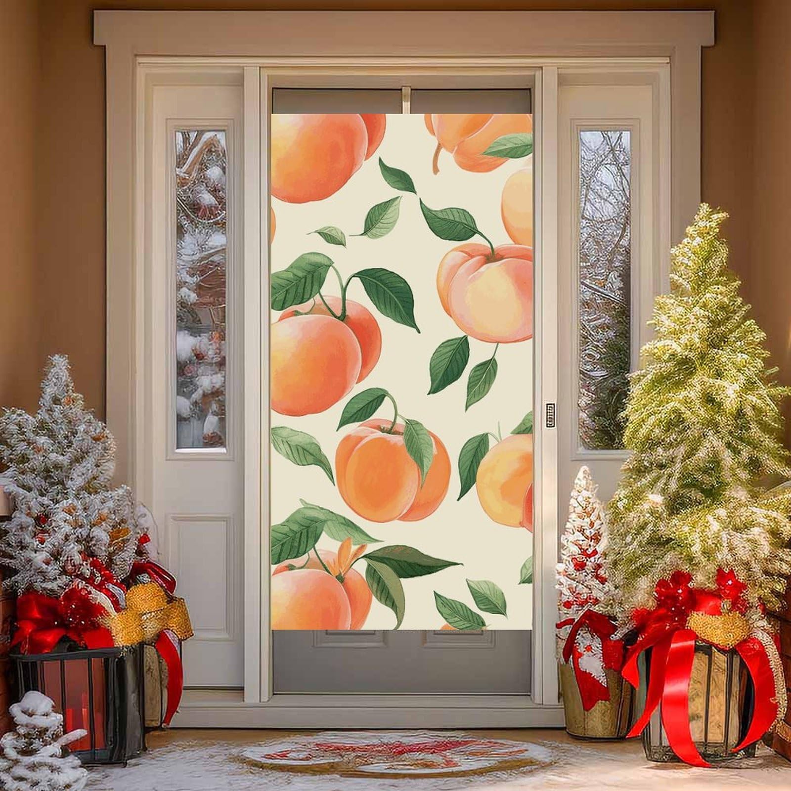 NONHAI Peach Door Cover Decoration Welcome Door Banner Porch Sign Photo Background DoorCurtains for Doorway Privacy Window Curtain Porch Cover Indoor Outdoor Decor 70.9x35.4in