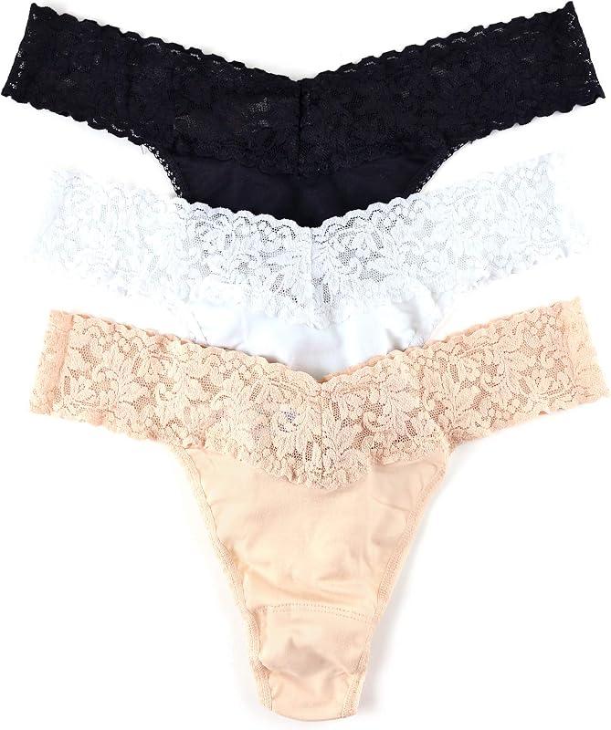 Tangas Supima Cotton Original Rise para mujer | Lencería de encaje, bombacha de algodón | Paquete de 3