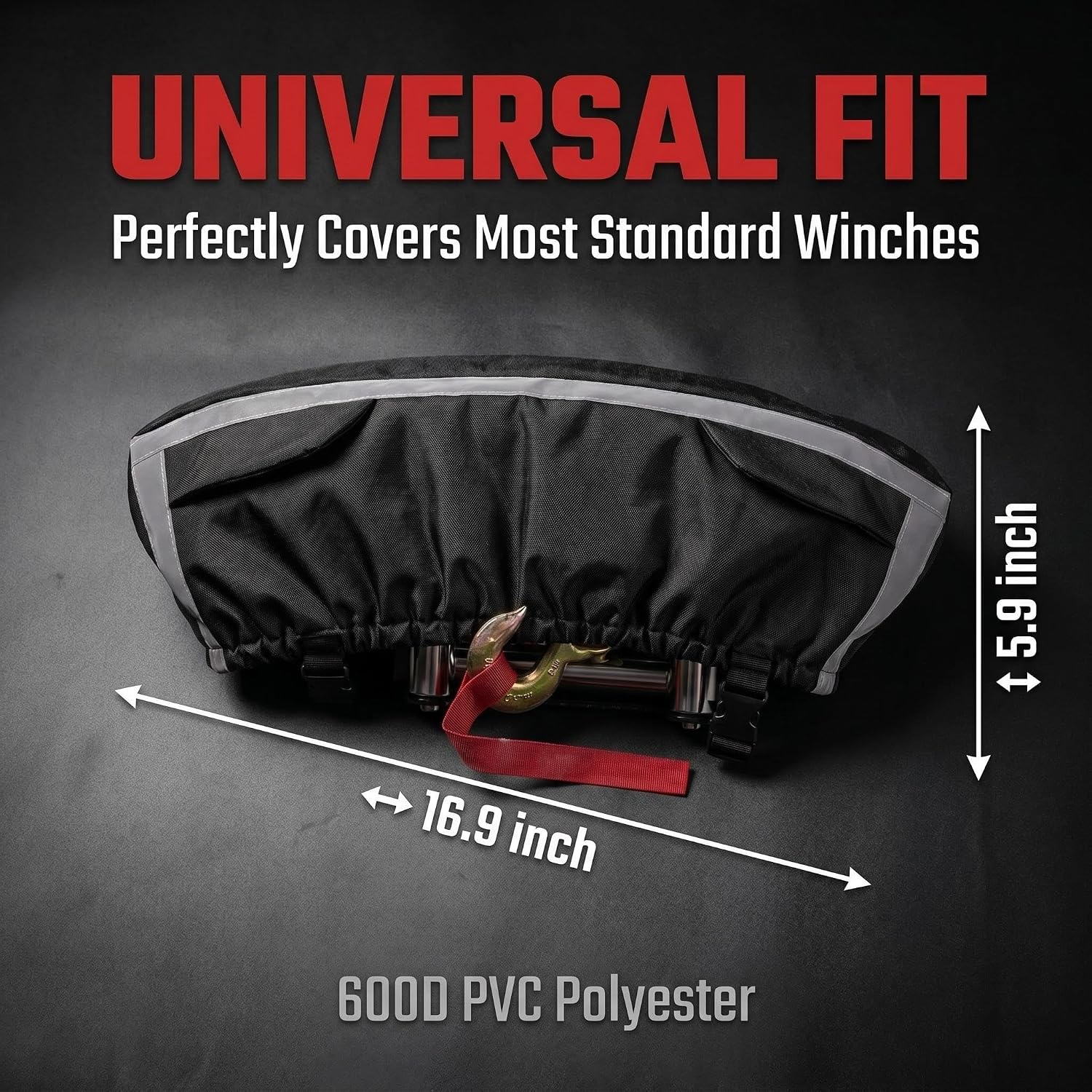 Badlands Winch Cover 12000 Lb Waterproof, Newly Upgraded 1200D Oxford Fabric, Winch Accessories for Electric Winches up to 12000 Lbs, Weather & UV-resistant Trailer Winch Dust Cover