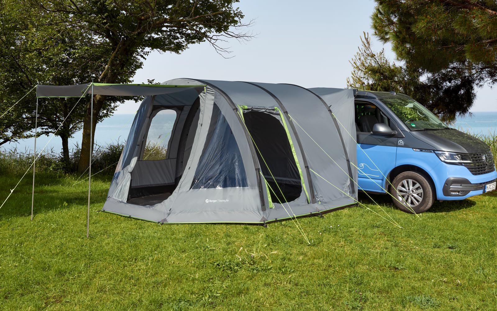 BERGER Busvorzelt Air │Luftzelt Autozelt aufblasbar freistehend Outdoor │Vorzelt Camping für Bus, Van, Auto│Schnellaufbau Zelt inkl. Luftpumpe