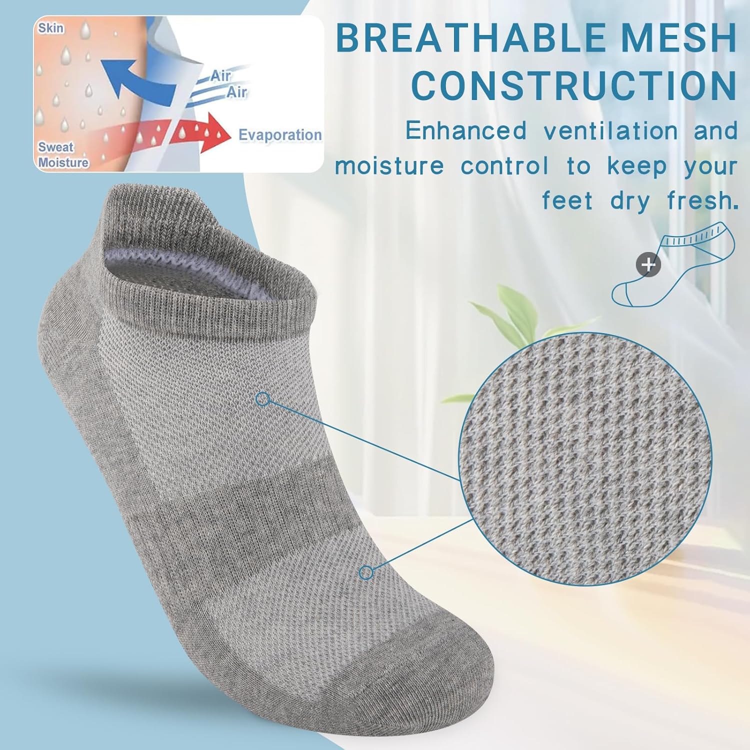 Heatuff 7 Pairs Mens Ankle Socks Cotton Low Cut Athletic Breathable Comfort Casual Socks with Tab - Image 4