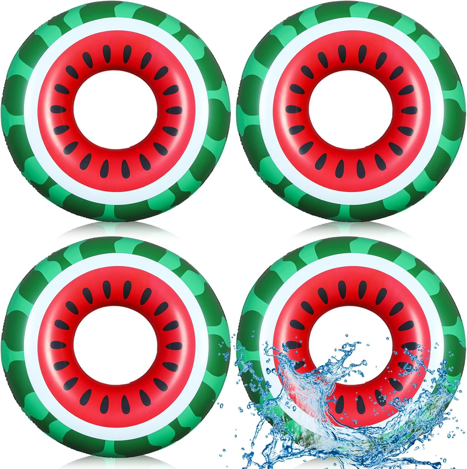 Sumind 4 Pcs 24 Inches Inflatable Pool Floats for Kids, Cute Pool Floaties Tube, Fruit Swim Tube Rings Bulk for Kids Girls Boys, Lake Beach Outdoor Party Decoration Summer Vacation Holiday