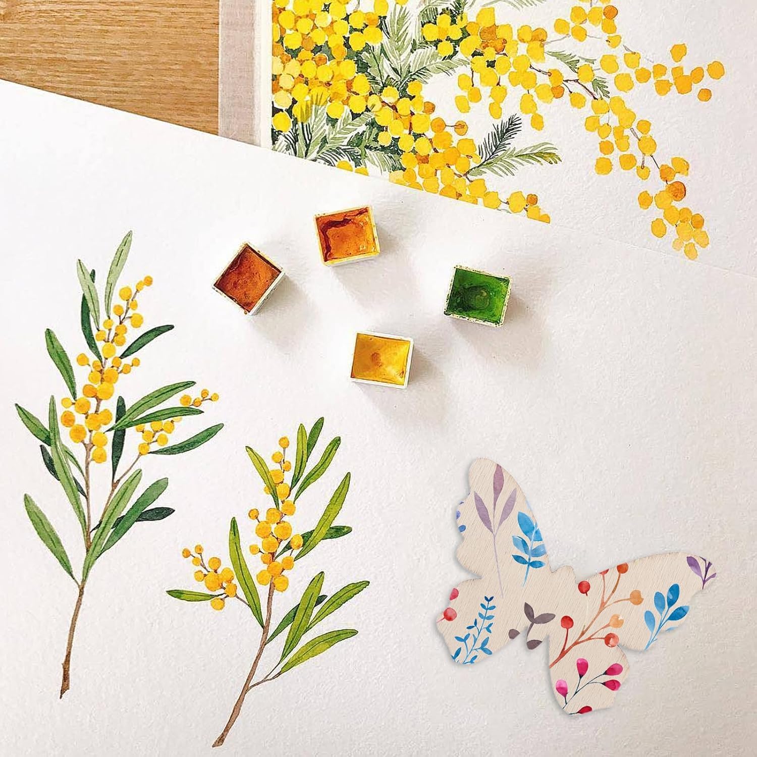 TEHAUX 100Pcs Wooden Butterfly Shapes for Crafts Small Natural Wood Slices for DIY Painting Decoration Scrapbooking and Kids Art Projects