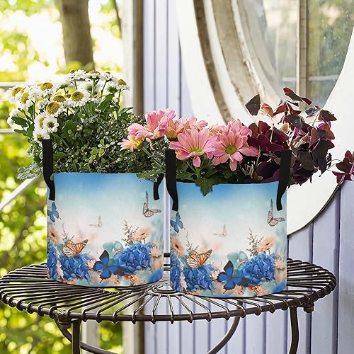 Miniatura 7 de Wamika Bolsas de cultivo de flores de mariposa azules de 10 galones de tela transpirable gruesa resistente bolsa de primavera verano macetas con