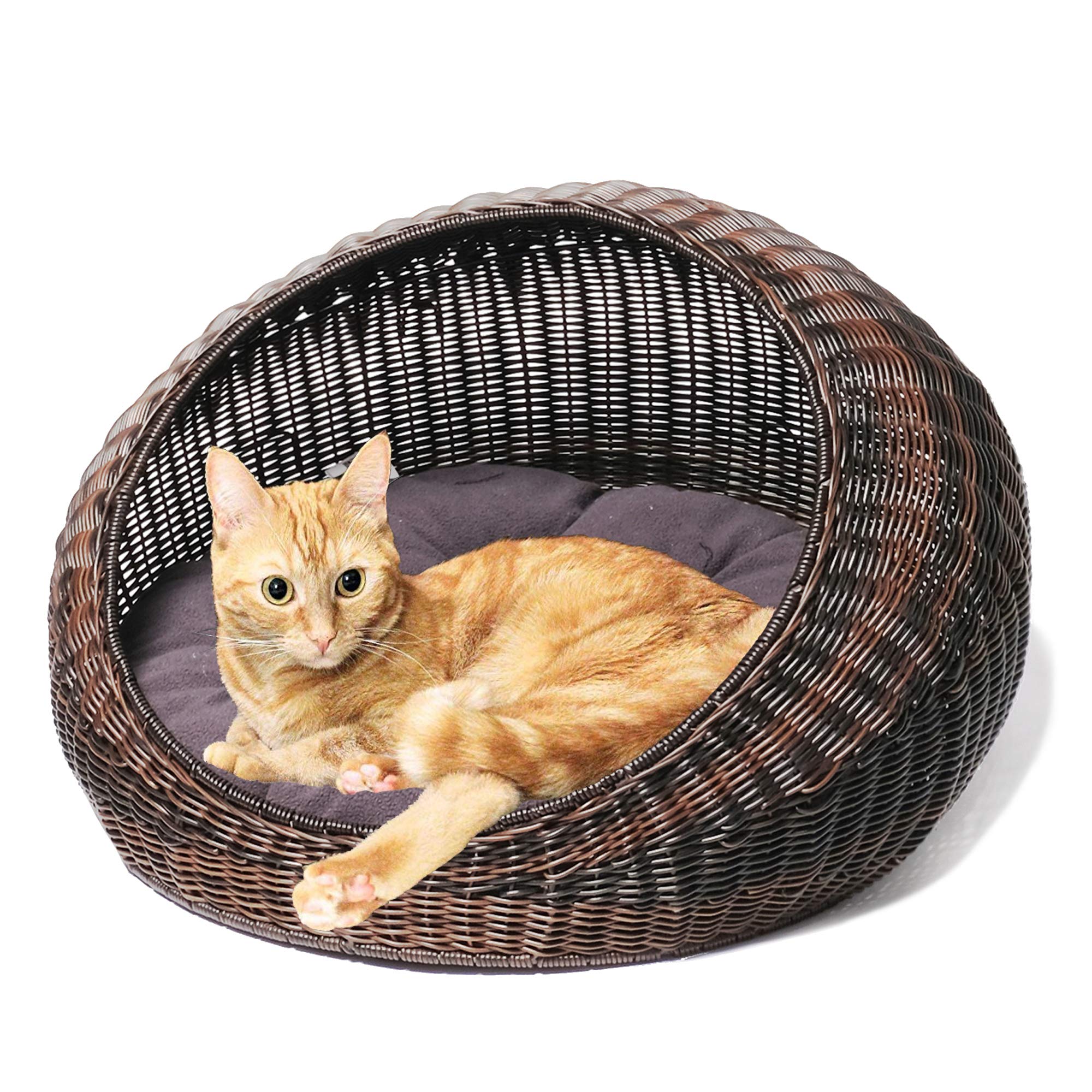 cat bed wicker basket