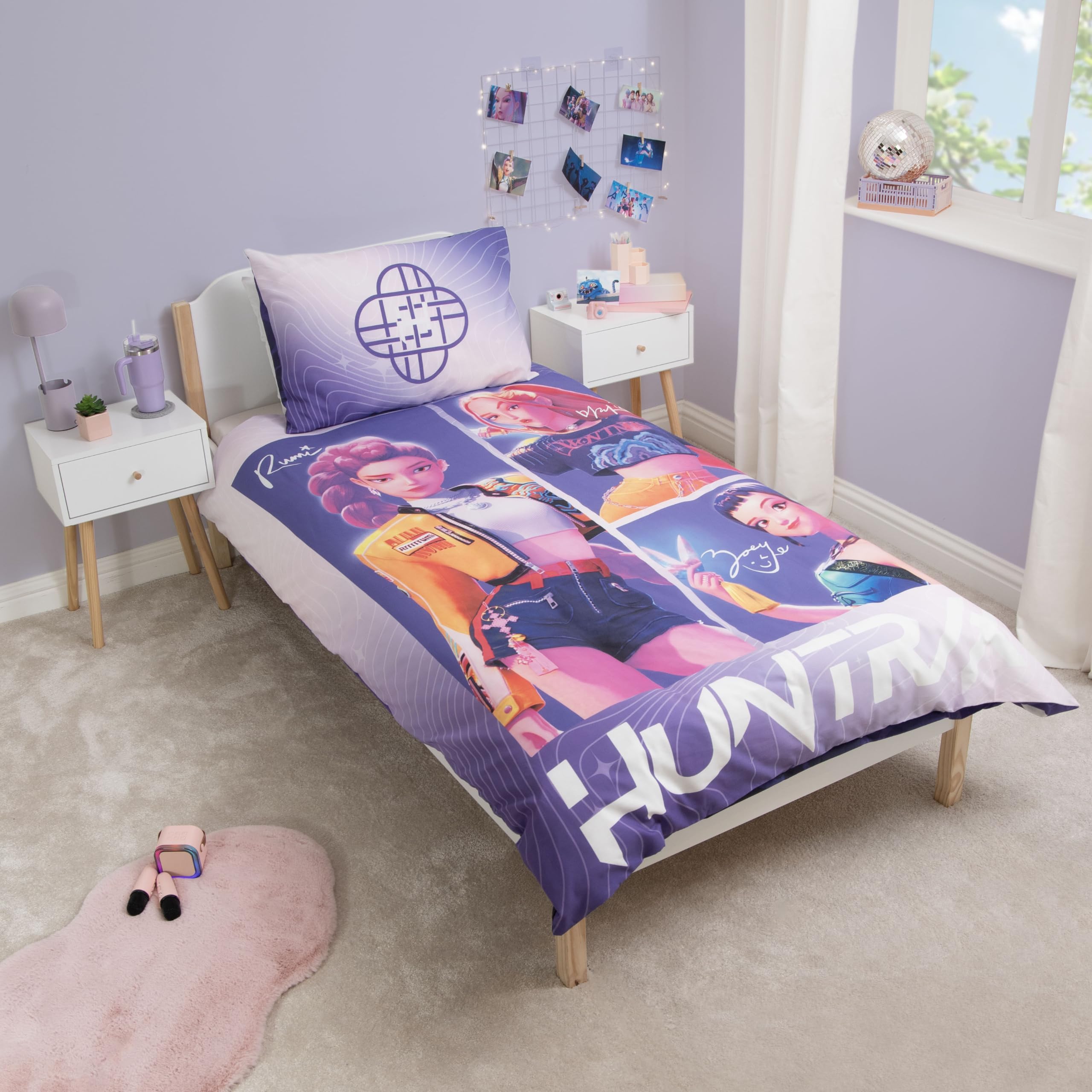 K-Pop Demon Hunters - Prodotto con licenza ufficiale | Set copripiumino singolo | Design “Unite” reversibile su entrambi i lati, con federa abbinata | Perfetto per la cameretta dei bambini
