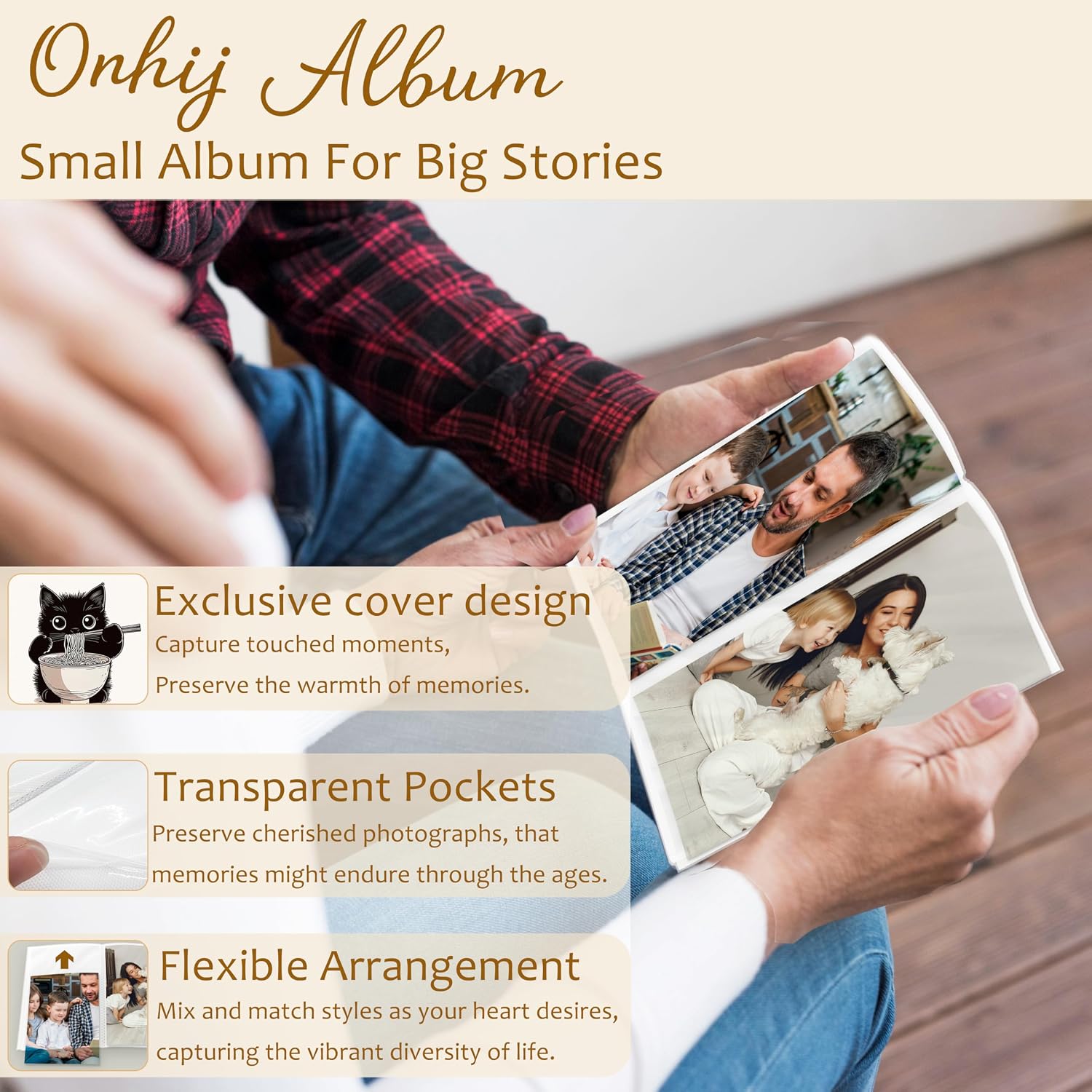 Cat Photo Album 4x6 Hold 36 Photos, Pet Cat Mom Lady Lovers Owner Gifts, Japanese Ramen Black Cats Small Photo Album Picture Memory Book Keepsake for Family Baby Travel Vacation image 2