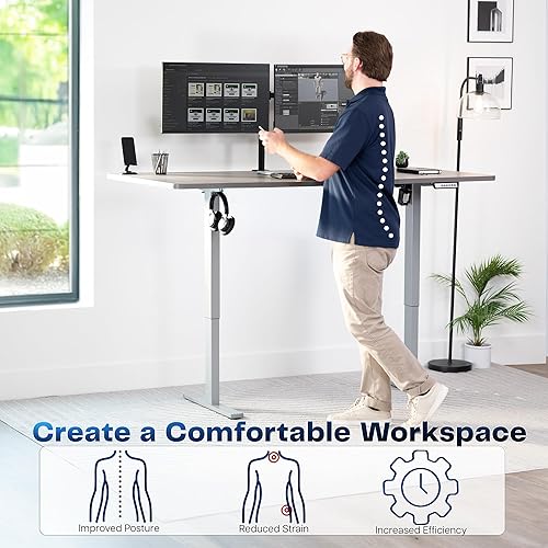 Vista 751 de VIVO DESK-KIT-1W6G - Escritorio eléctrico de pie de 60 x 24 pulgadas, ajuste de altura de memoria, serie 1B, parte superior de nogal oscuro de una