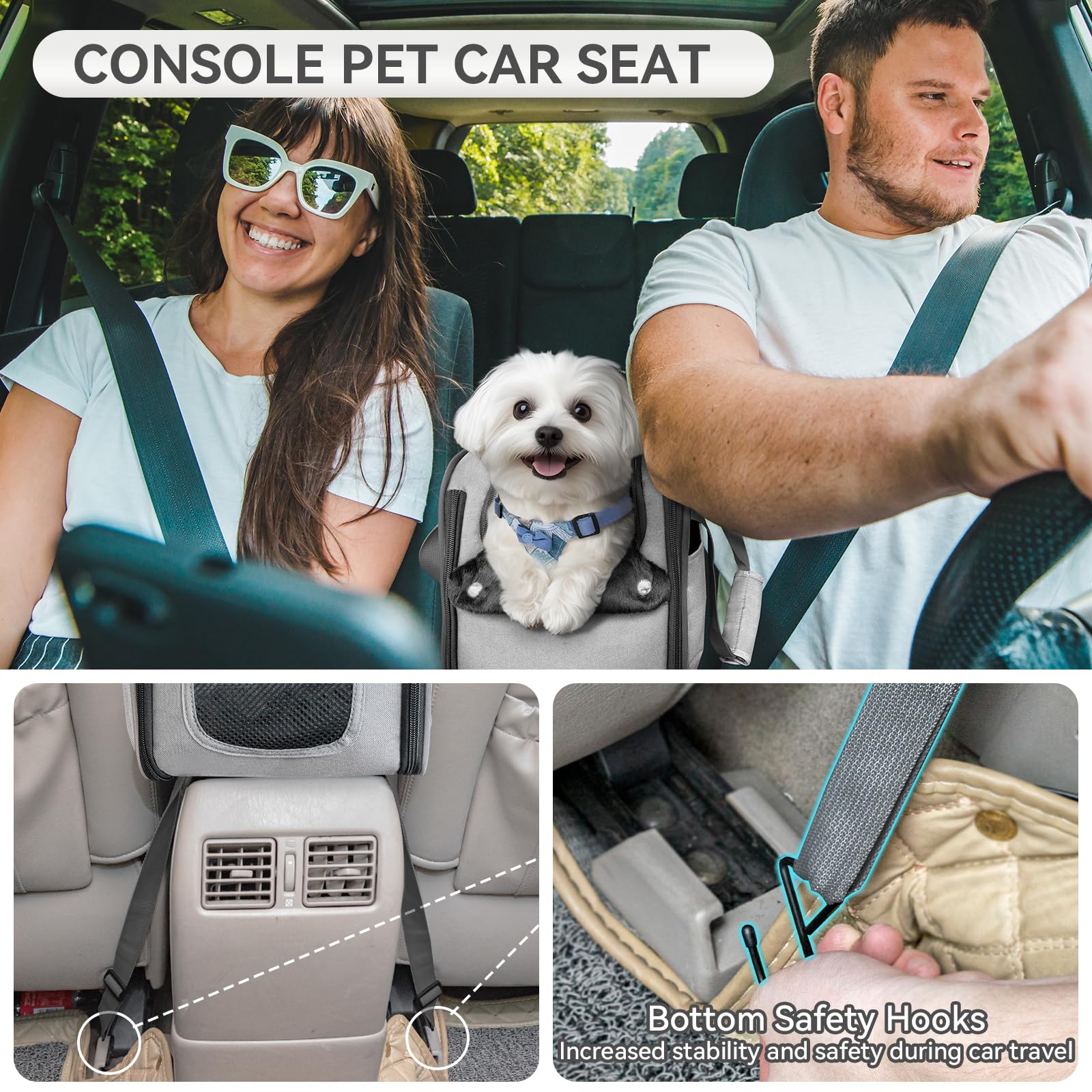 PETSFIT Wielofunkcyjny fotelik samochodowy dla psa, przenośny fotelik samochodowy dla małego psa, nosidełko dla zwierząt domowych, zatwierdzone przez linię lotniczą, z paskiem zabezpieczającym i