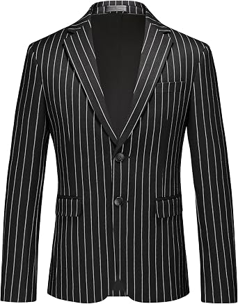 MOGU Mens Striped Sport Coat Slim Fit Pinstripe Blazer Suit Jacket for Men, Business Casual Dress Coat