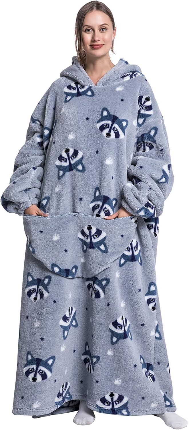 Blanket Hoodie Long,Extra Long Wearable Blanket Oversized Hoodie Blanket Hoodies for Women Snuggle Blankets for Women Fox