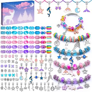 Charm Bracelet Making Kit, 186 Pcs DIY Bracelet Making Kit with Beads Bracelets Necklace Crafts for Girls Ages 5-7 Birthday Christmas Gifts for Teenage Girls (186 Pieces)