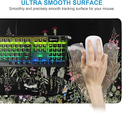 Miniatura 9 de iCasso Alfombrilla de mouse extendida para juegos, alfombrilla de escritorio, XXL con base de goma grande y estable con bordes cosidos, alfombrilla