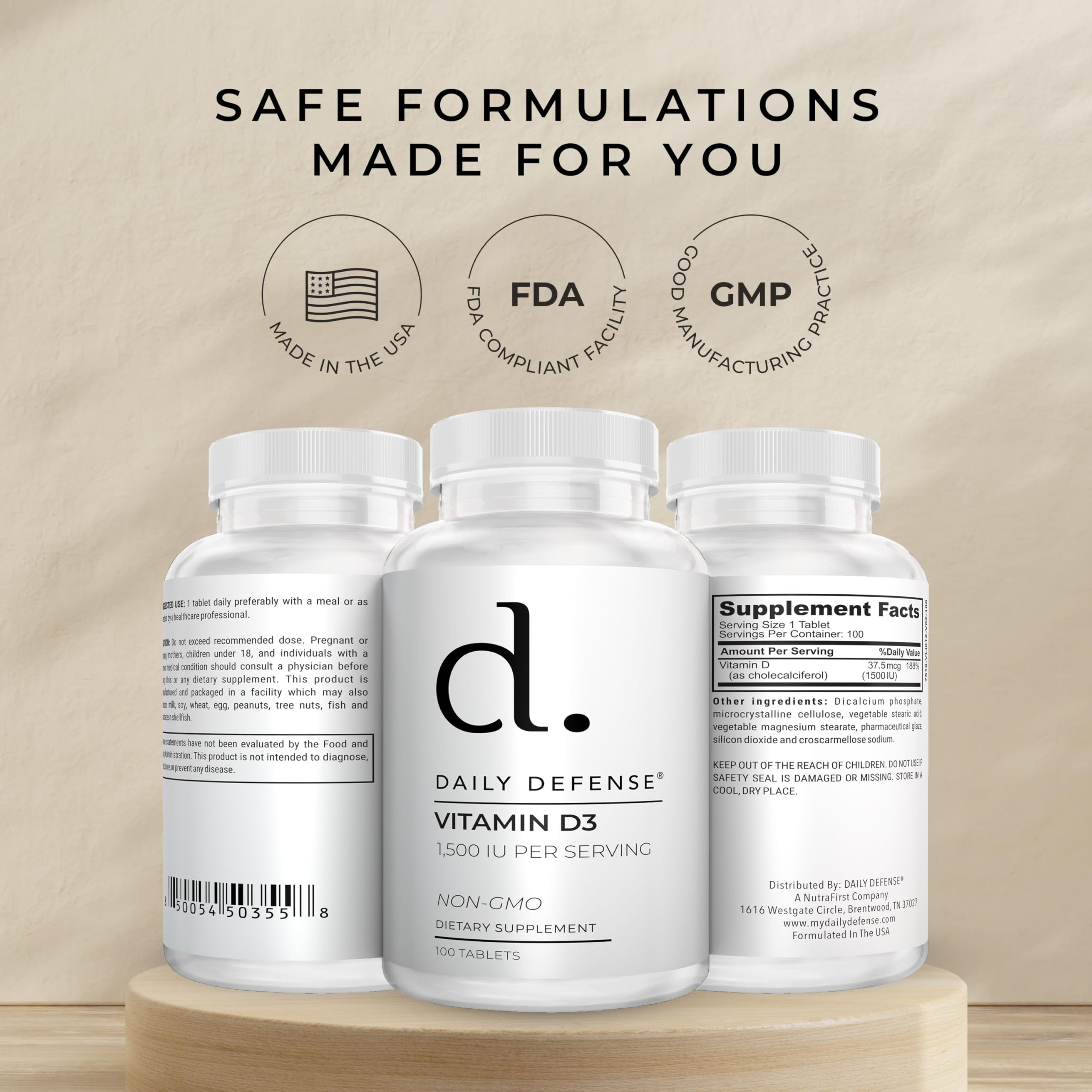 Immune Defense Supplements Vitamin D3 1500 IU for Heart Health, Daily Immune Support, Mental Clarity, & Muscle Function - 100 Vitamin D Tablets (D3 1500 IU) — Amazon image 6