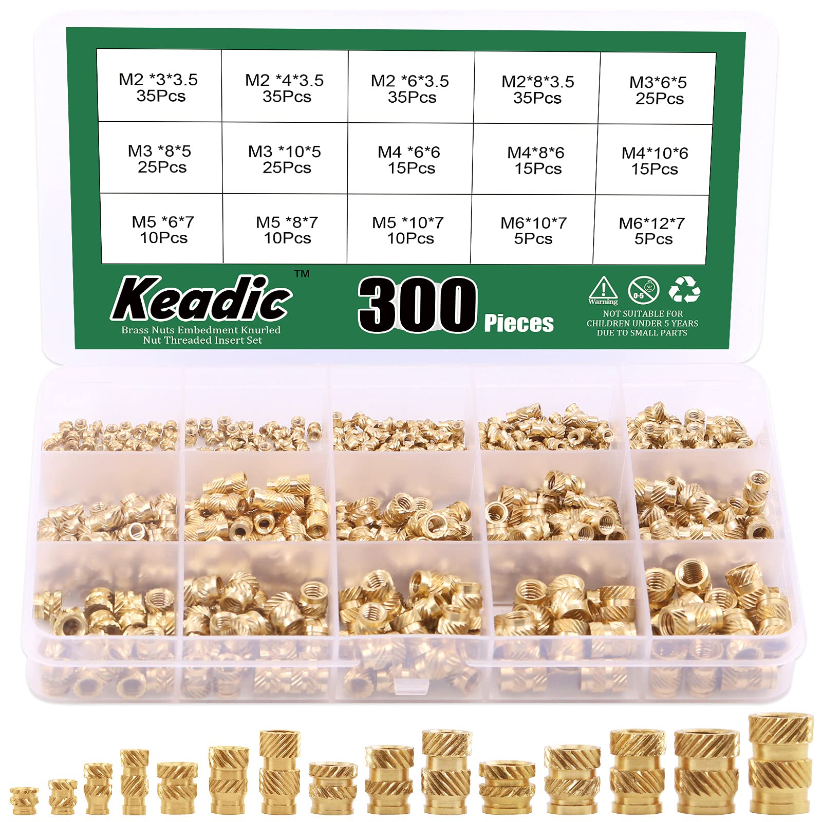 Lot De 25 écrous à Insert Moletés En Laiton M8 X 8 Mm L X 10 Mm OD - Pour Montage Et Chaleur - Neuf