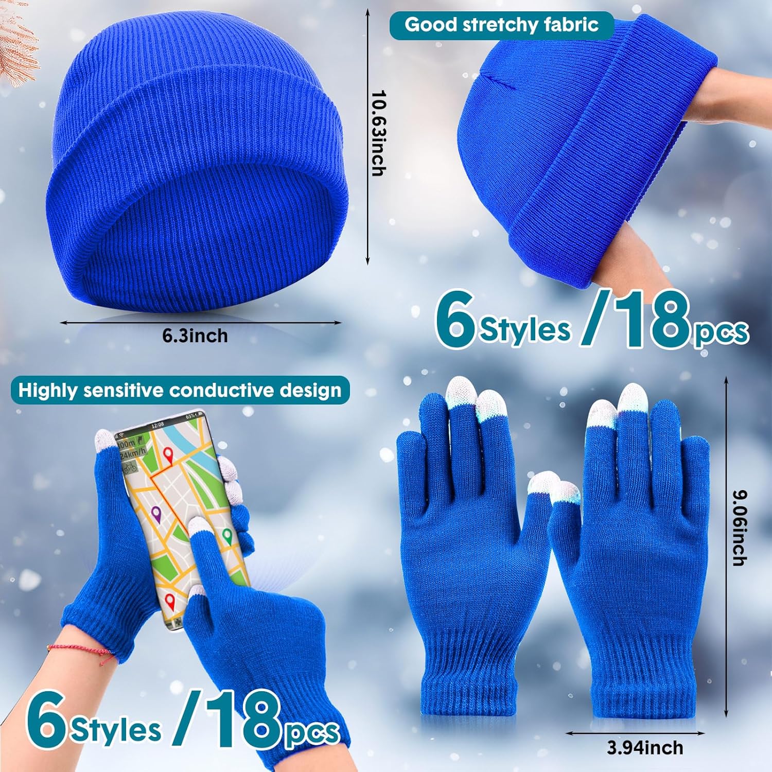 Suhine 72 Pcs Winter Hats Gloves Scarves Socks Set, Touchscreen Gloves Unisex Beanies Plaid Scarf for Women Men Homeless - Image 3