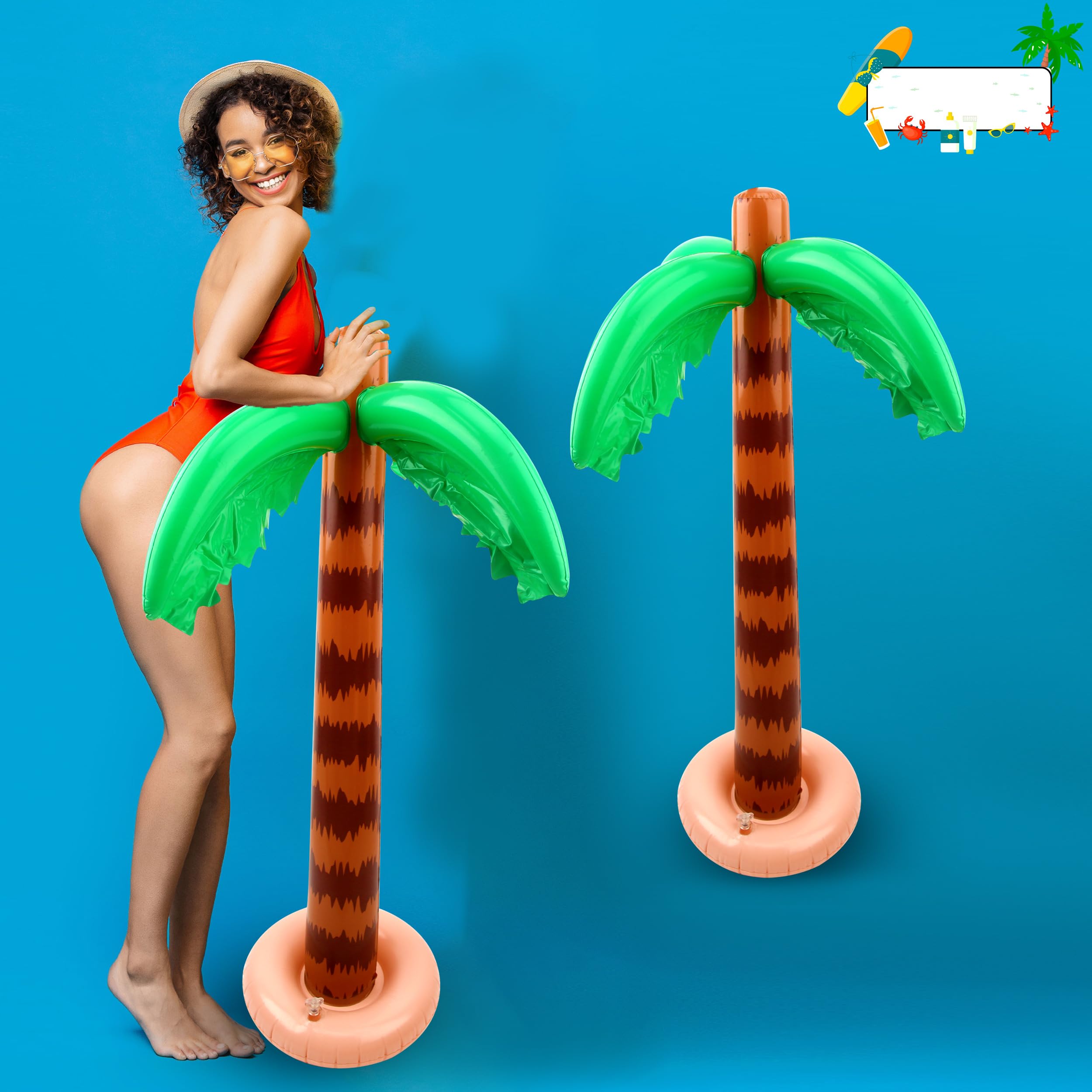 Albero di cocco gonfiabile da 1 pezzo 90 cm/35,43 pollici Palma Piscina Decorazione per feste in spiaggia Albero di scena  15