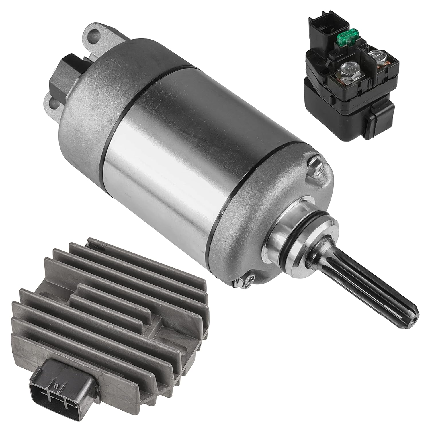 Caltric Starter Motor with Regulator and Relay Compatible with Suzuki King Quad 750 LTA750X 4x4 2009-2018