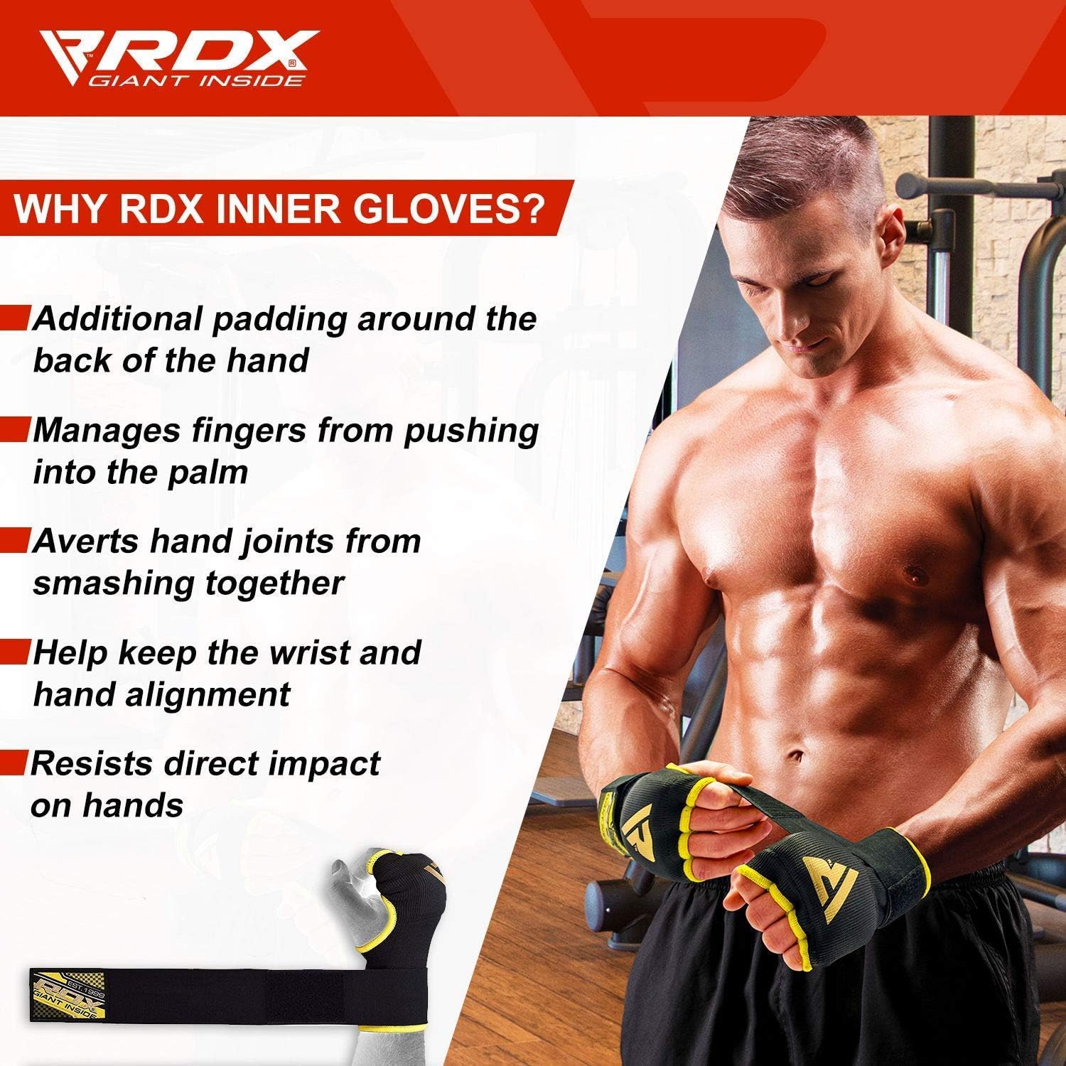 RDX Boxing Hand Wraps Inner Gloves, Quick 75cm Long Wrist Straps, Elasticated, Padded Fist Hand Protection, Muay Thai MMA Martial Arts Punching Speed Bag Training Bandages, Under Mitts Handwraps : Sports & Outdoors
