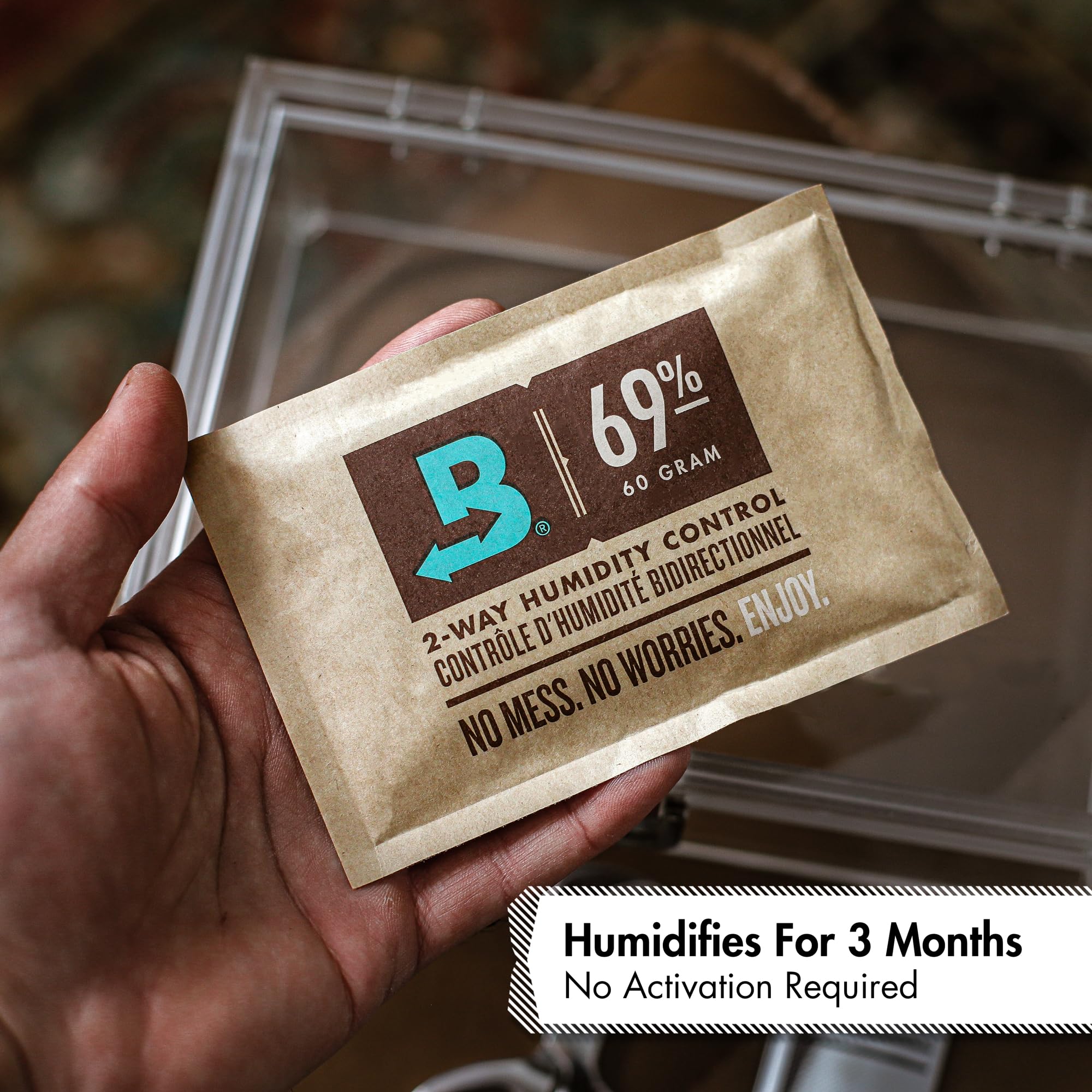 Boveda per sigari/tabacco | regolatore di umidità a 2 vie UR 69% | Formato 60 per uso ogni 25 sigari all'interno dell'humidor | Tecnologia brevettata per humidor per sigari | 4 pezzi