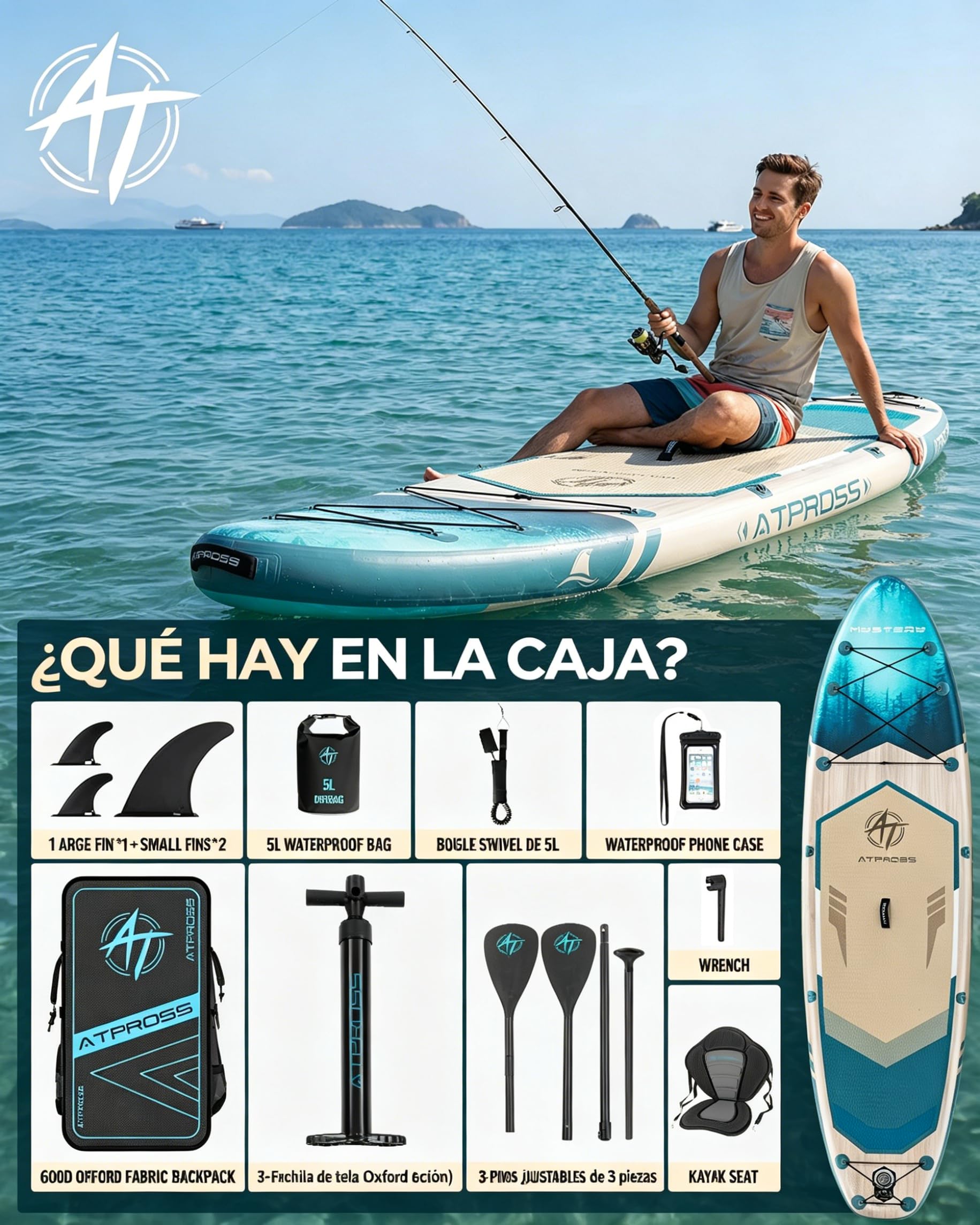Tabla Paddle Surf Hinchable Inflable Extra Grande para Adultos, con Capacidad para 204,1 kg. con Kit de Accesorios Mochila. Kayak Inflable, Antideslizante, Ideal para Yoga,
