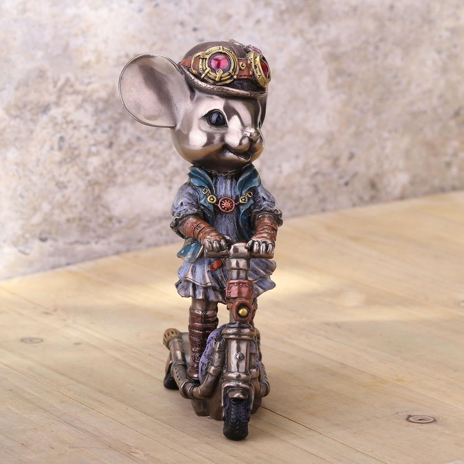 Veronese Design 5 1/2 Inch Steampunk Mice Scooter Racer Cold Cast Resin Bronze Finish Animal Collectible Figurine