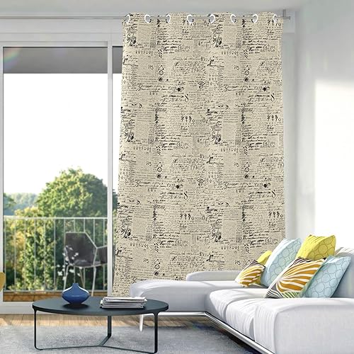 Miniatura 5 de Handwritten Text Blackout Curtain 84 inches Length Black Out Window Cover for Bedroom Living Room Blackout Blinds Closet Curtains Decor Cortinas