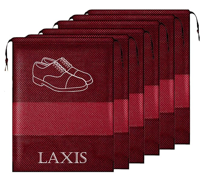 Buy LAXIS – Shoe Bag for Travel & Storage Organizer for Women & Men | Travel Accessories Shoe Bags Pouches | Travel Shoe Cover for Travelling Travel Essentials (Maroon, Pack of 6) at Rs. 99