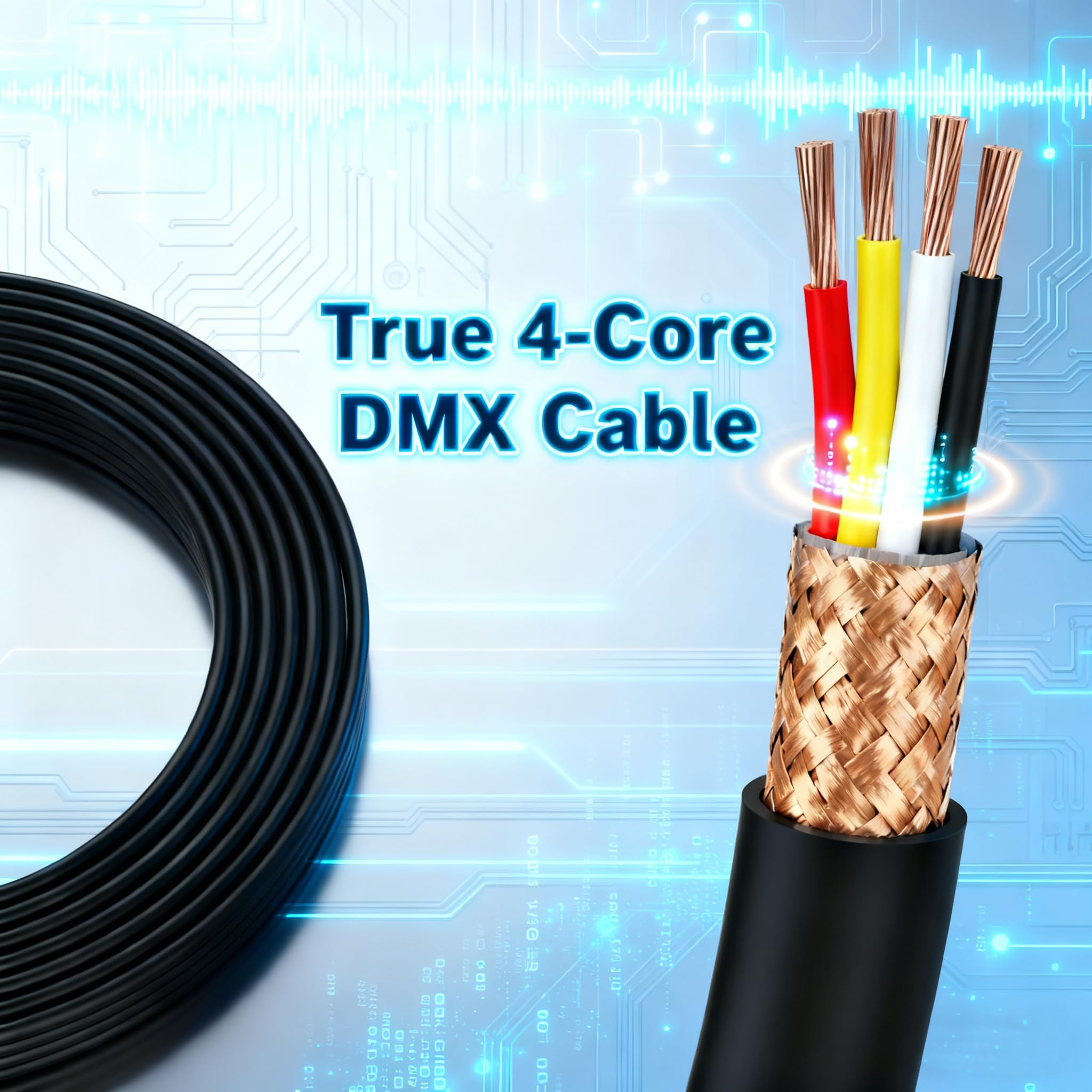 SMALL-EYE DMX Cables DMX512 Kabel, 5-poliger Stecker auf Buchse, 4-adrig, Premium-Bühnenbeleuchtung, 3 m, 4 Stück