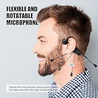 Vista 2 de Audífonos Bluetooth con micrófono, auriculares de diadema con micrófono, audífonos con cancelación de ruido y conexión multipunto Bluetooth 5.0