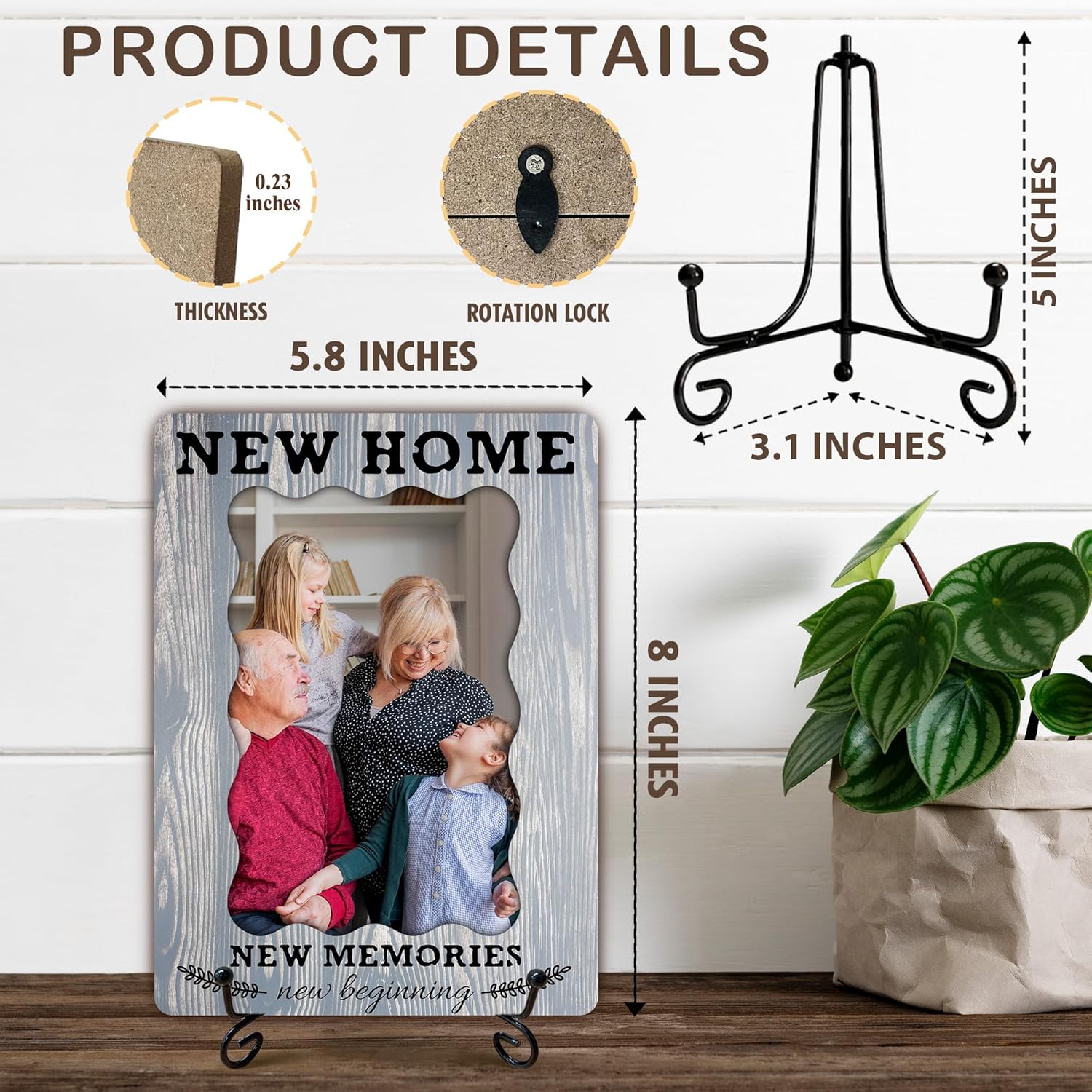 Housewarming Picture Frame, New Home New Memories-4 x 6 Inch Blue Wooden Grain Tabletop Frame, Unique Housewarming Gift, Moving in Present Homeowners Couple, Rustic Home Decor for Desk-A25 - Image 2