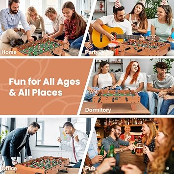 GYMAX Foosball Table, 27 Table Top Foosball with 2 Footballs, Mini Foosball Table for Kids Game Room, Family Night, Wooden
