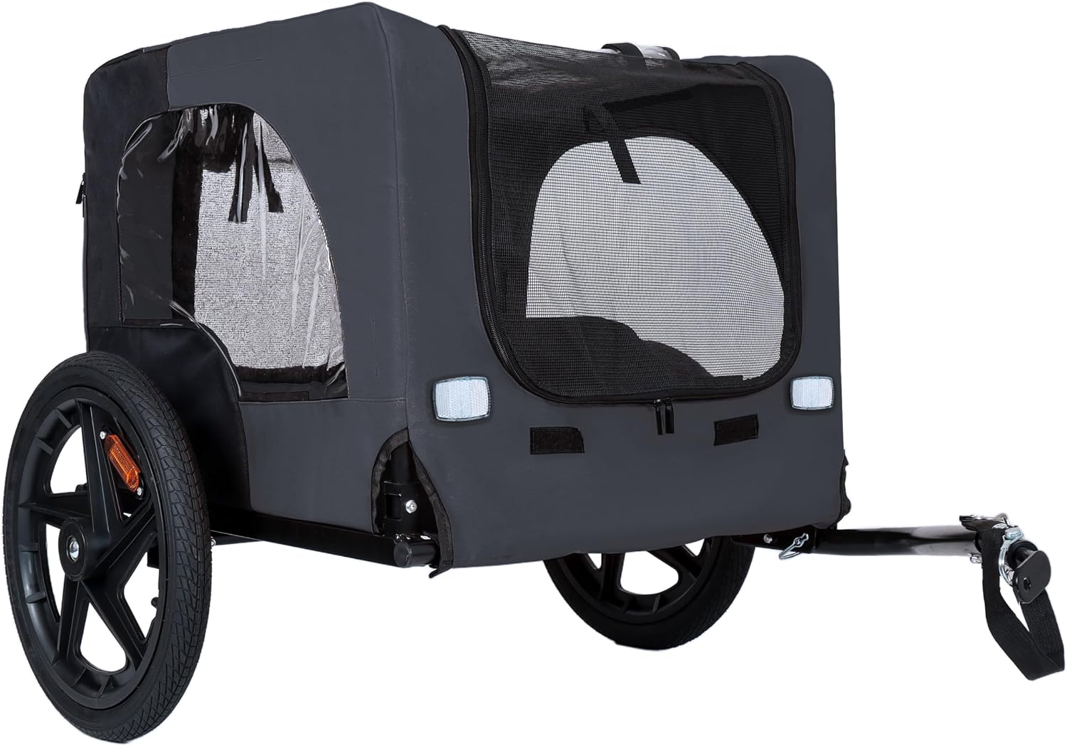 Outdoor Heavy Duty Collapsible Pet Bike Trailer with 16-Inch All-Terrain Wheels & Universal Hitch, Foldable Dog/Cargo Carrier Cart for Bicycles