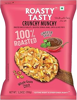Roasty Tasty Crunchy Munchy 200G (Pack of 2) |Healthy Snack|No Onion No Garlic|Ideal Millet Namkeen For Kids & Adults|Millet Snacks Items