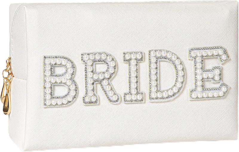 Necessaire para maquiagem Vigorpace Bride branca com zíper, 1 unidade