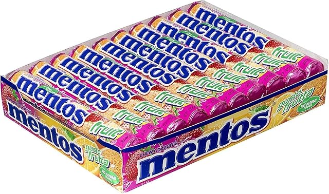 Mentos Frutas, Caramelo Masticable con Zumo de Frutas - 20 unidades de 38 gr (Total 760 gr)