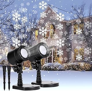 2 Pack Christmas Snowflake Projector Lights Outdoor, Led ...