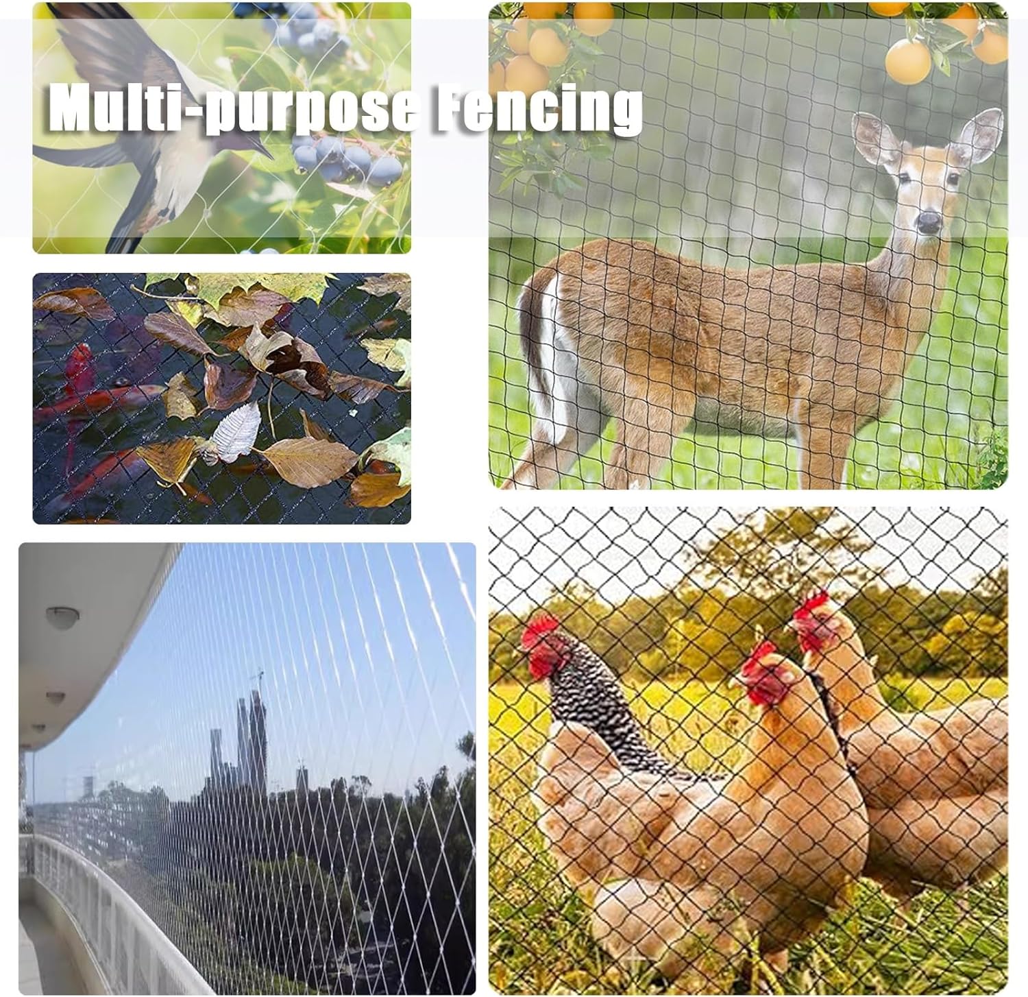 Commercial Anti Bird Netting Balcony Kit, Extra Large Fruit Tree Netting Mesh Cover, Clear Nylon Pet Mesh Fence, Cuttable Plant Trellis Netting(10x6m/33x20ft)