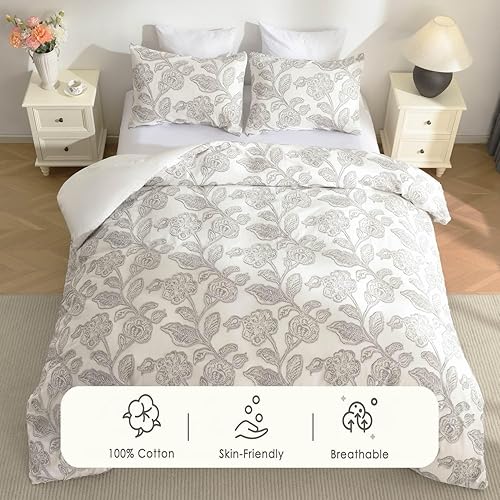 Miniatura 2 de Duvetex Funda de edredón bohemia tamaño Queen, funda de edredón copetuda para todas las estaciones, juego de ropa de cama de 3 piezas con bordado