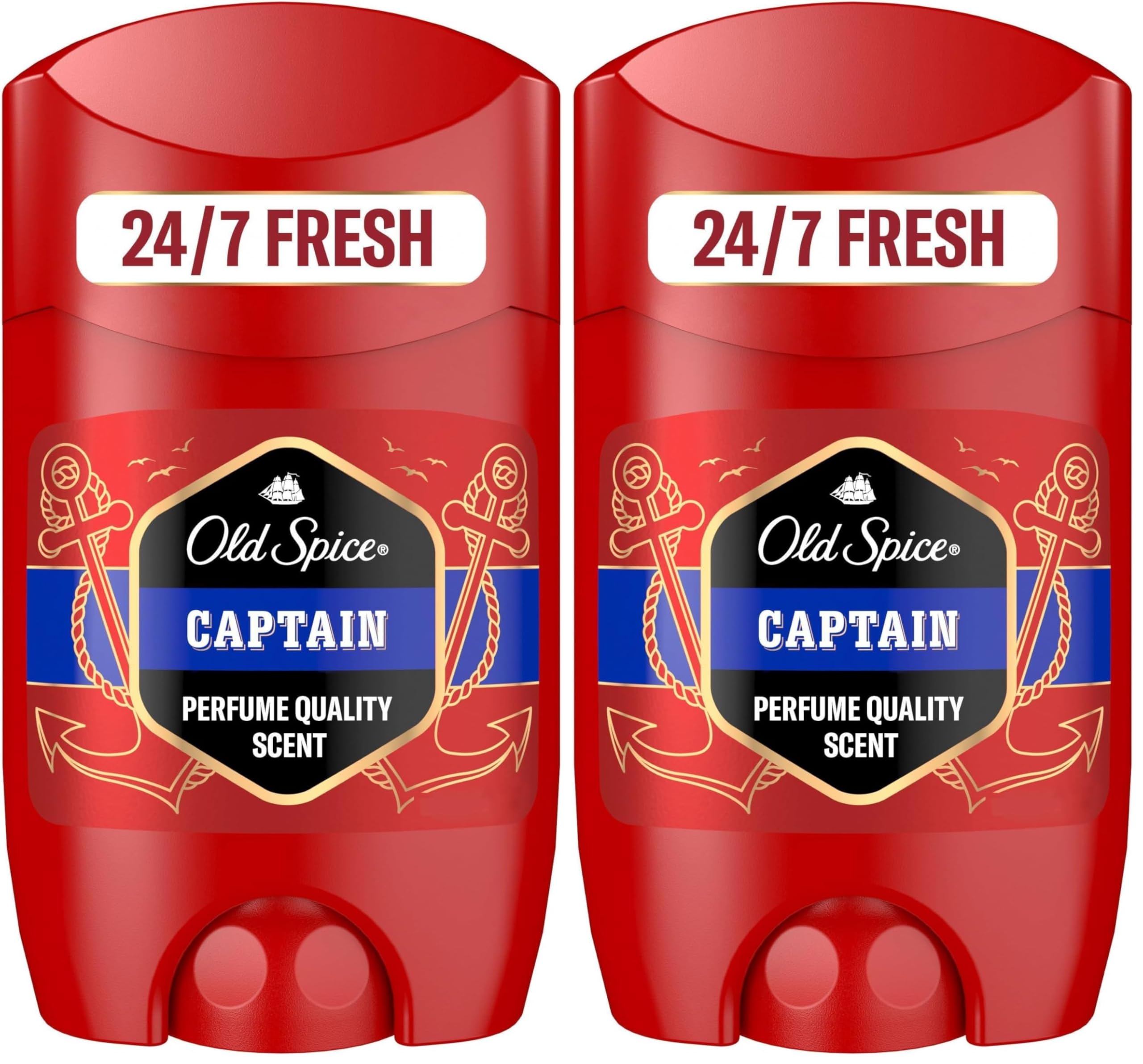 Old Spice Captain Deo Stick für Herren 50 ml, 48 h Frische, 0% Aluminiumsalze, keine weißen Rückstände und gelben Flecken (2er Pack)