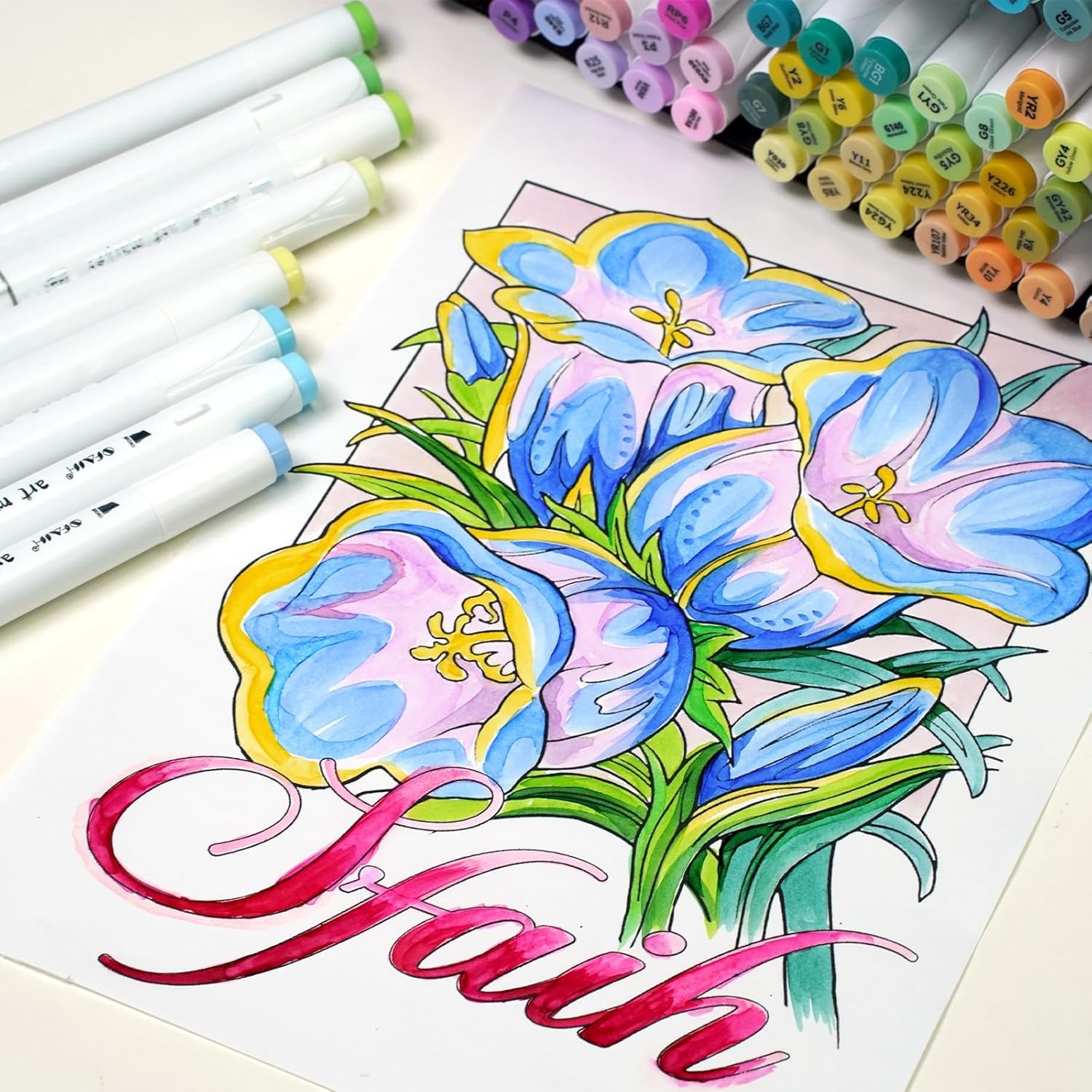 SFAIH Alcohol Markers Brush & Fine - 121 Colors Double Tipped Art Markers for Adult Coloring Illustration, Gifts for Artist Adult - Adjustable Shoulder Strap & Faux Leather Lining & Outer Zip Pocket - Image 9