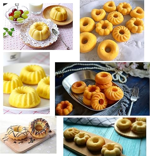 Miniatura 6 de QJFCare Paquete de 4 mini moldes de acero al carbono, moldes para pasteles de tubo estriado antiadherente de 5 pulgadas, molde para hornear, molde