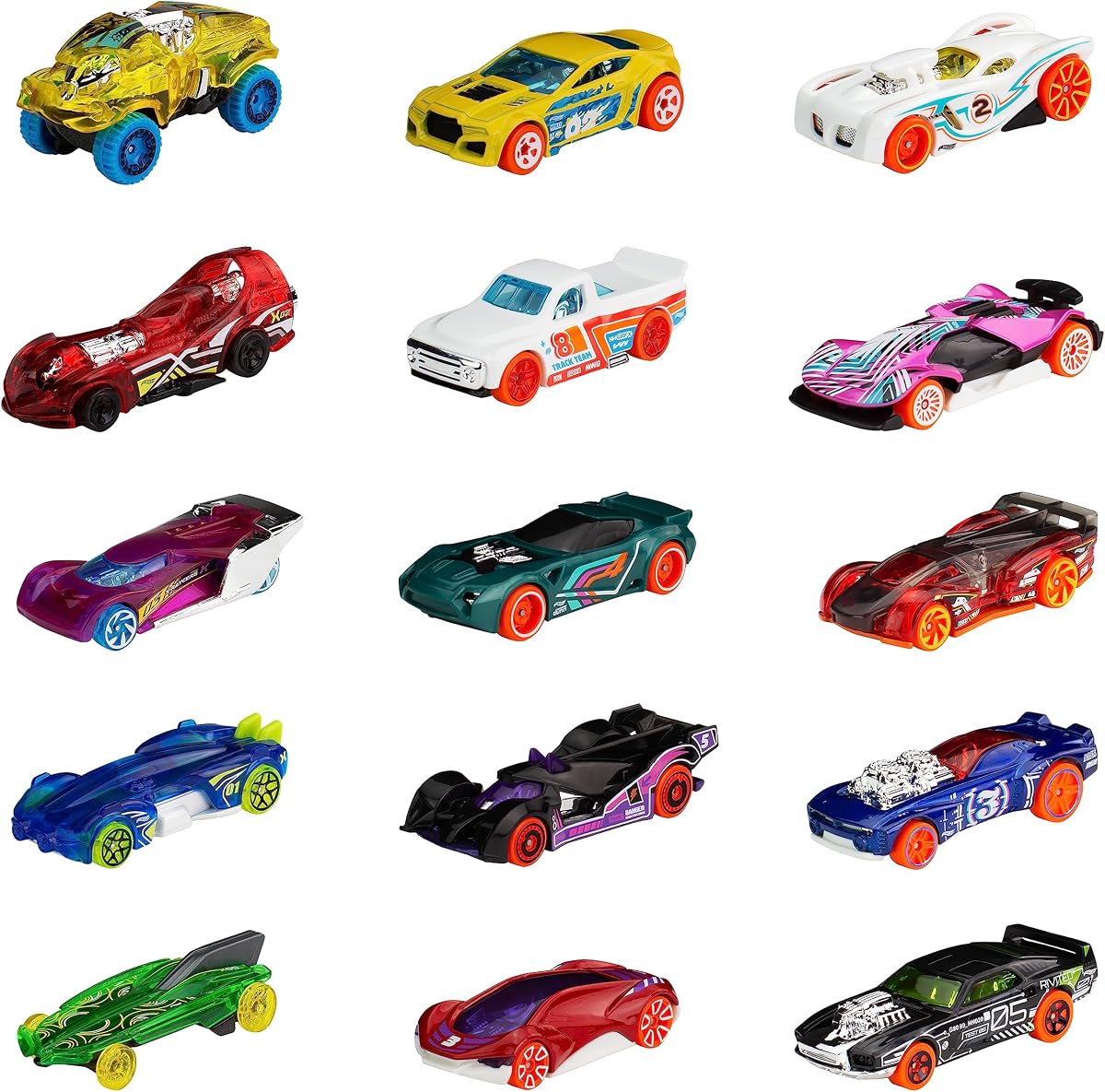 Coches y camiones de juguete, juego de 15 pistas, 3 paquetes diferentes con temática de pistas de 5 vehículos a escala 1:64 para coleccionistas y niños