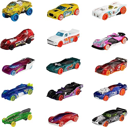 Hot Wheels Paquete de 15 autos de juguete, 3 paquetes temáticos de pista de 5 vehículos a escala 164, juguete genial para coleccionistas y niños