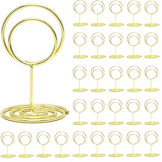 30Pcs Table Number Holders,Wire Place Card Holder Table Sign Holder Name Menu Clips,Picture Stands Photo Stands for Wedding Centerpieces Birthday Party(Gold)