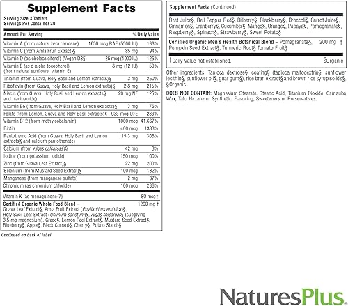 Miniatura 5 de NaturesPlus Source of Life Garden Men’s Multivitamin - 90 Tablets - Supports Energy & Healthy Immune System - USDA Certified Organic, Non-GMO,