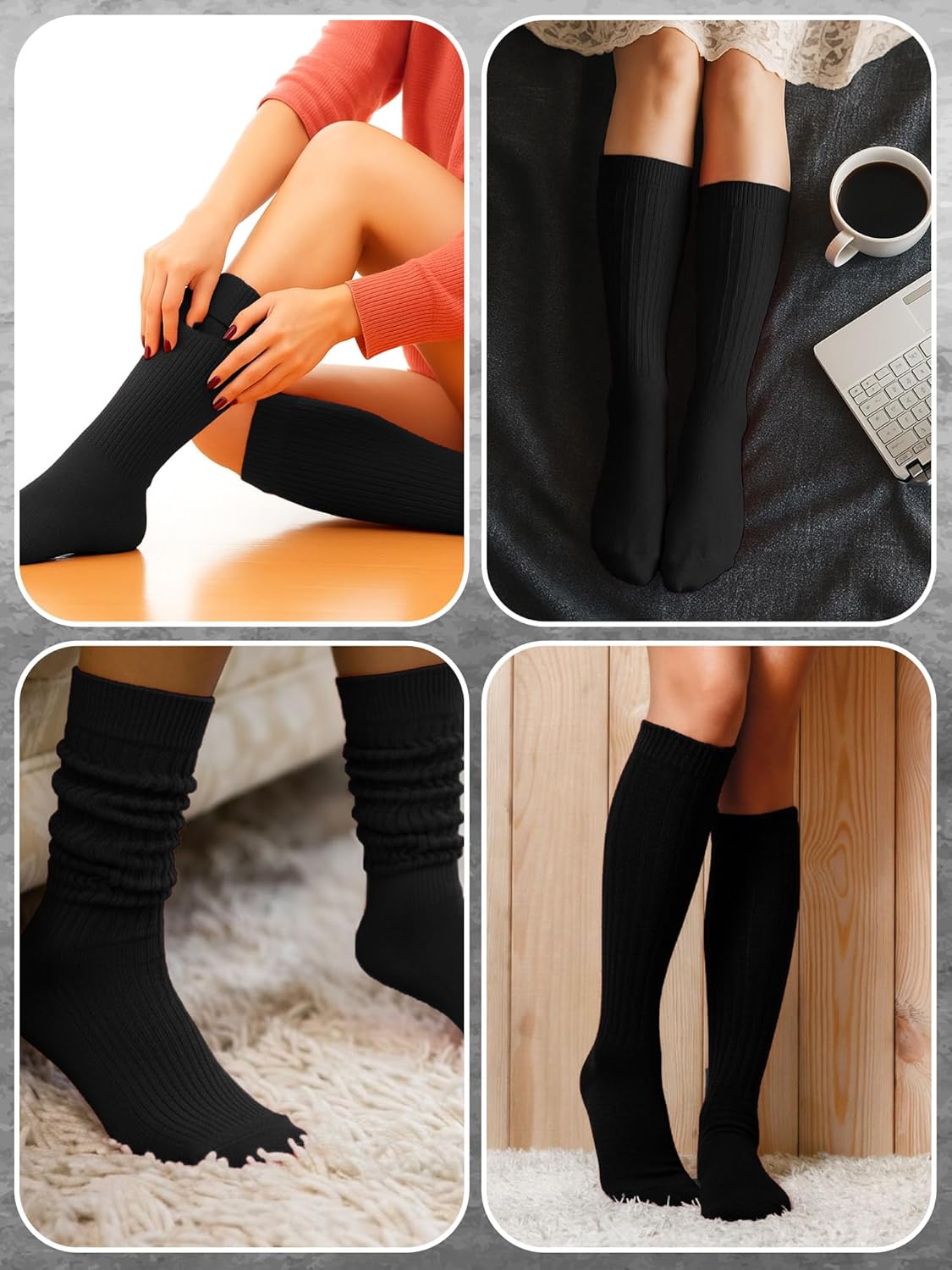 Slouch Slouchy Socks Pack Knee High Scrunch 80s 90s Stacked Boot Socks - Image 6