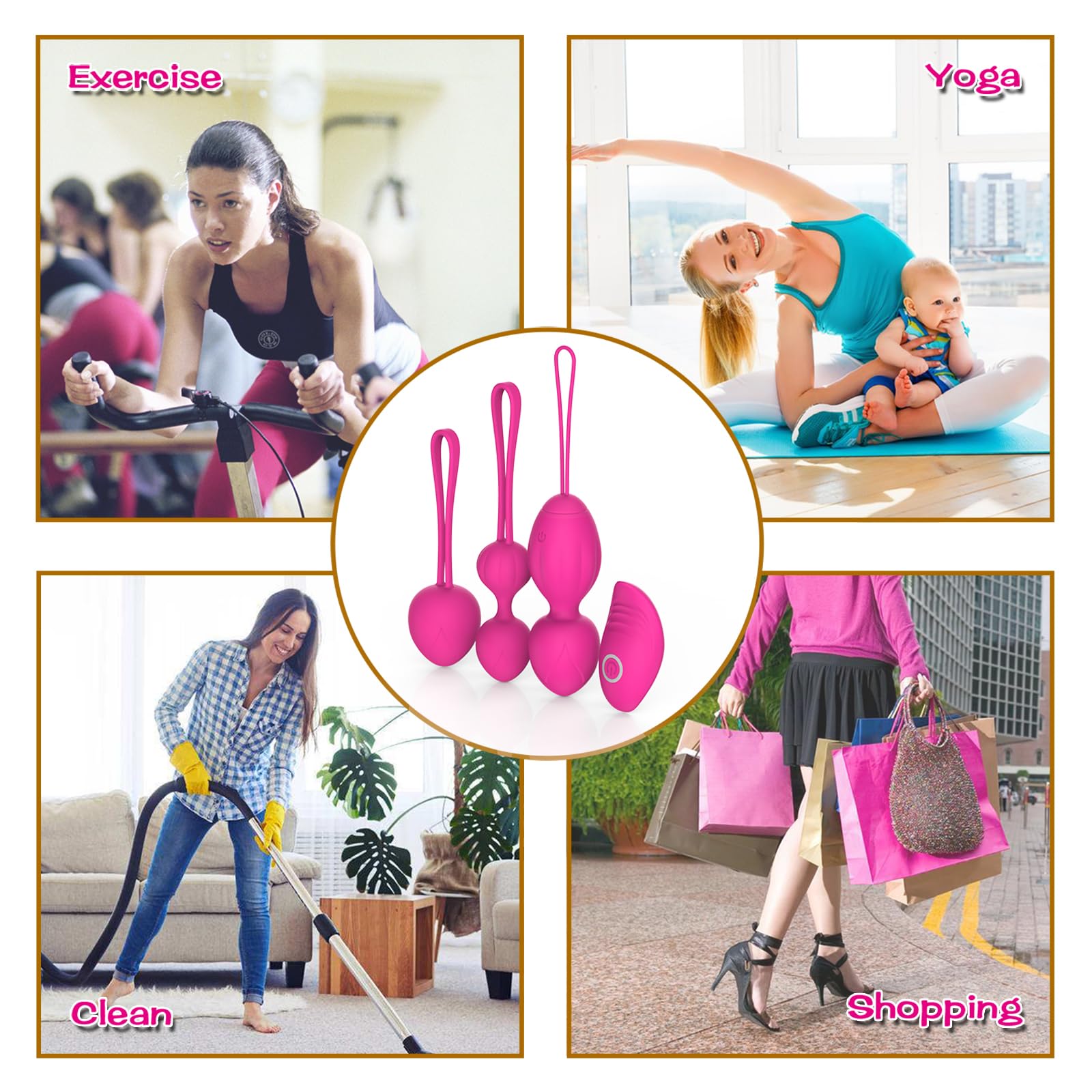 2 en 1 Poids et massages d'exercice Kegel Balls Débutants et resserrement - pour le contrôle de la vessie et les muscles du plancher pelvien (Rose)